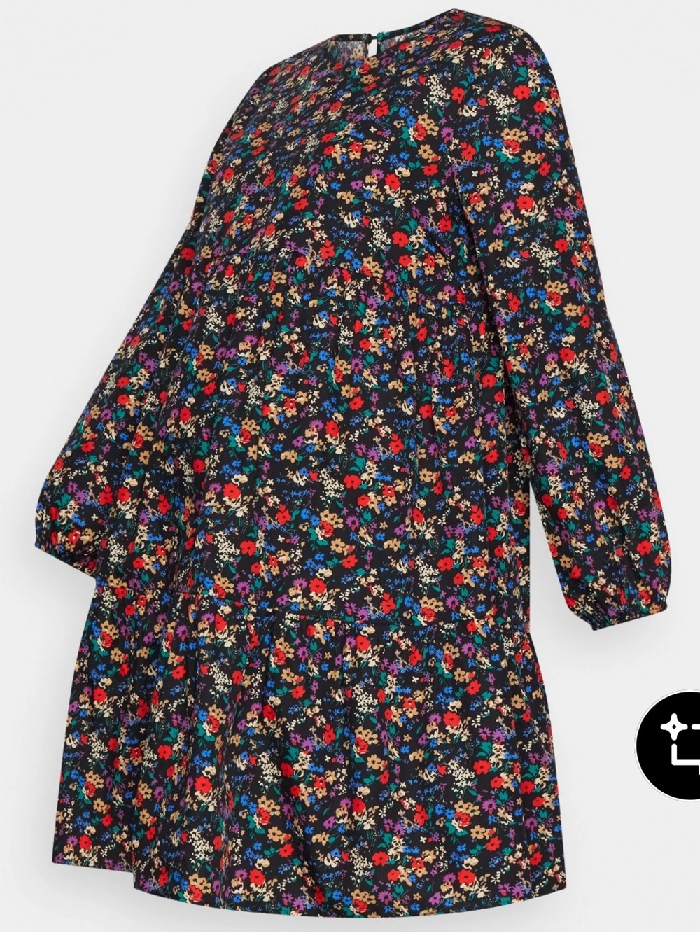 GAP Maternity Tiered Dress, Flowy Black Colorful Floral Red Purple Blue Tan Boho